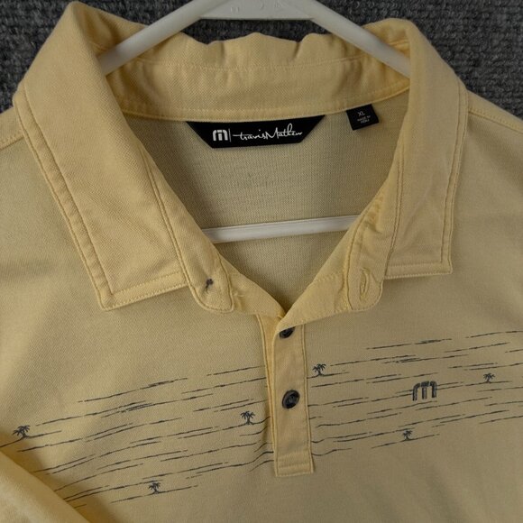 Travis Mathew Golf Polo Shirt Yellow Short Sleeve Beach Palm Tree XL Pima Blend - Picture 8 of 12